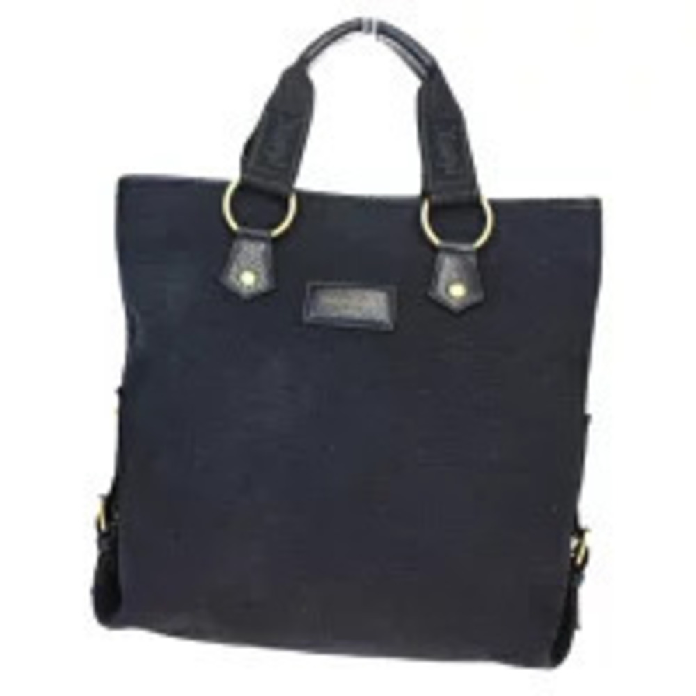 Saint Laurent Yves Handbag Tote Black Canvas Leather